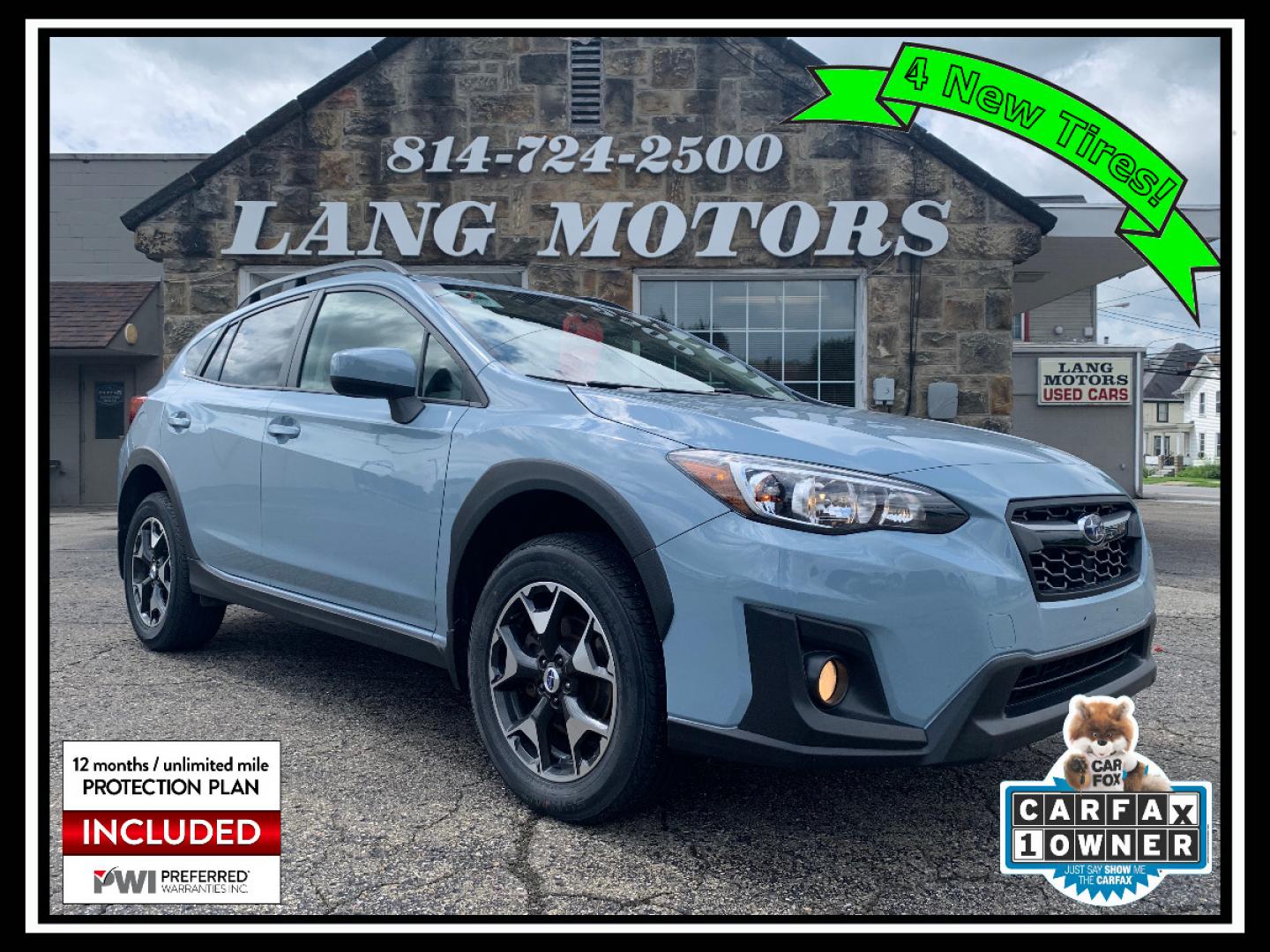 2018 Cool Gray Khaki /Black Subaru Crosstrek 2.0i Premium (JF2GTACC9J8) with an 2.0L L4 DOHC 16V engine, Automatic transmission, located at 821 Market Street, Meadville, PA, 16335, (814) 724-2500, 41.641064, -80.152435 - EXTREMELY clean, CARFAX 1-owner vehicle!! Power windows & locks, keyless entry, X-Mode, 17" alloy wheels, Subaru STARLINK Multimedia system with AUX/USB/BT, front/rear floor mats, fold down rear seats, privacy tinted rear windows, roof rack, rear backup camera, power moon roof, fog lamps, and NEW T - Photo#0